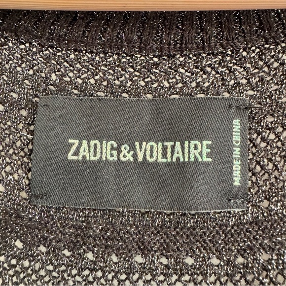 Zadig & Voltaire Large Black Sparkle Knit Tank Top Racerback Sleeveless - Picture 2 of 6